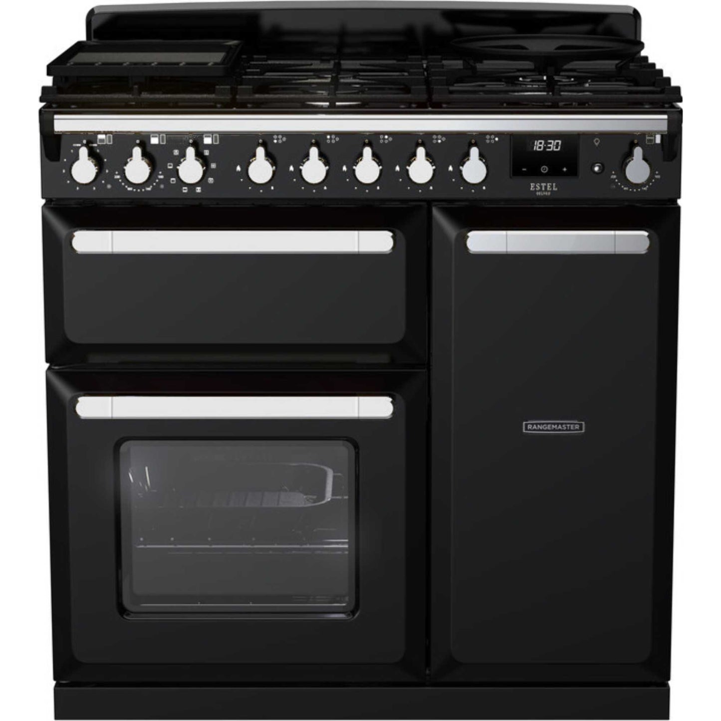 Rangemaster Estel Deluxe 90 90cm Dual Fuel Range Cooker - ESDL90DFPGBL/CM1