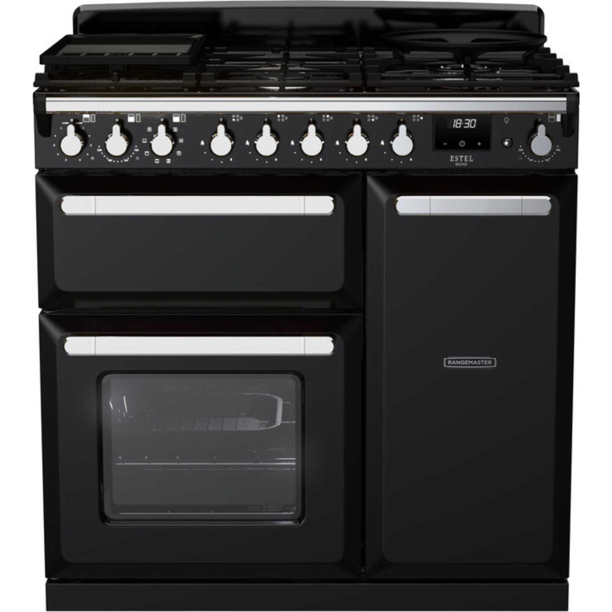 Rangemaster Estel Deluxe 90 90cm Dual Fuel Range Cooker - ESDL90DFPGBL/CM1