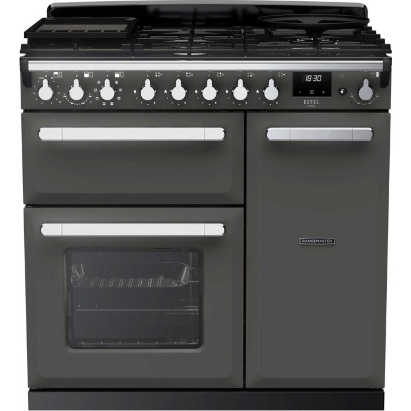 Rangemaster Estel Deluxe 90 90cm Dual Fuel Range Cooker - ESDL90DFPSLT/CM1