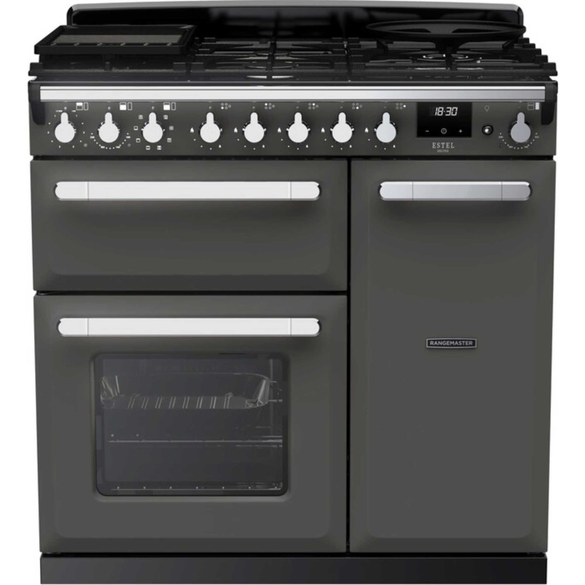 Rangemaster Estel Deluxe 90 90cm Dual Fuel Range Cooker - ESDL90DFPSLT/CM1