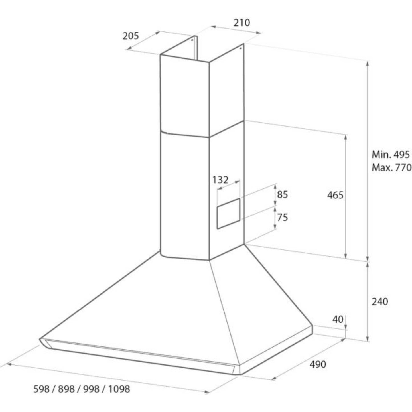 Rangemaster LEIHDC90SC 900mm Chimney Cooker Hood - Stainless Steel