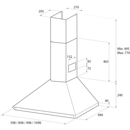 Rangemaster LEIHDC90SC 900mm Chimney Cooker Hood - Stainless Steel