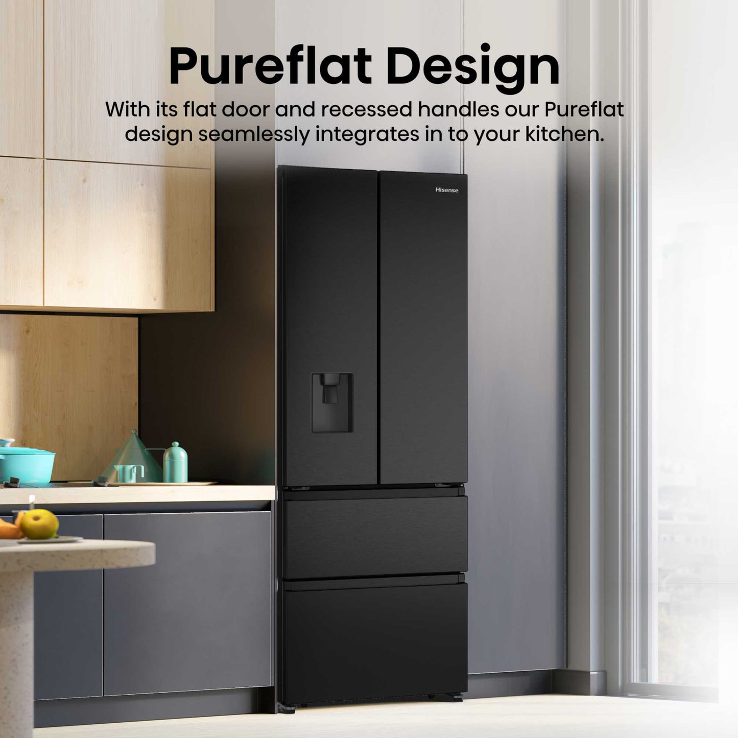 Hisense American Style Fridge Freezer 60/40 Total No Frost - Black - RF632N4WFE