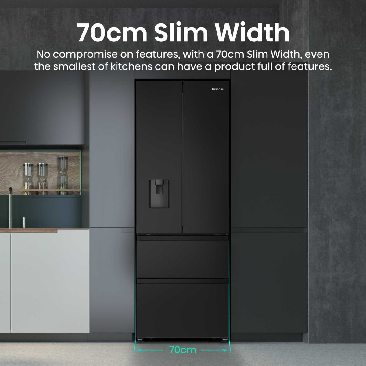 Hisense American Style Fridge Freezer 60/40 Total No Frost - Black - RF632N4WFE