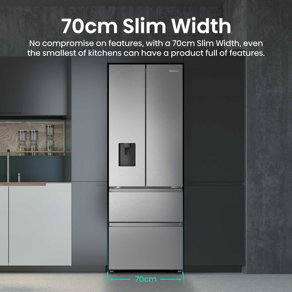 Hisense American Style Fridge Freezer 60/40 Total No Frost - Inox - RF632N4WIE