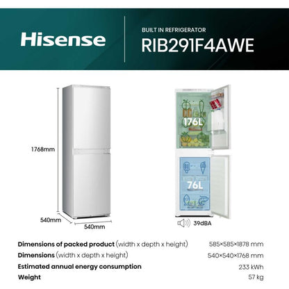 Hisense Built-In Fridge Freezer 50/50 Frost Free - RIB291F4AWE