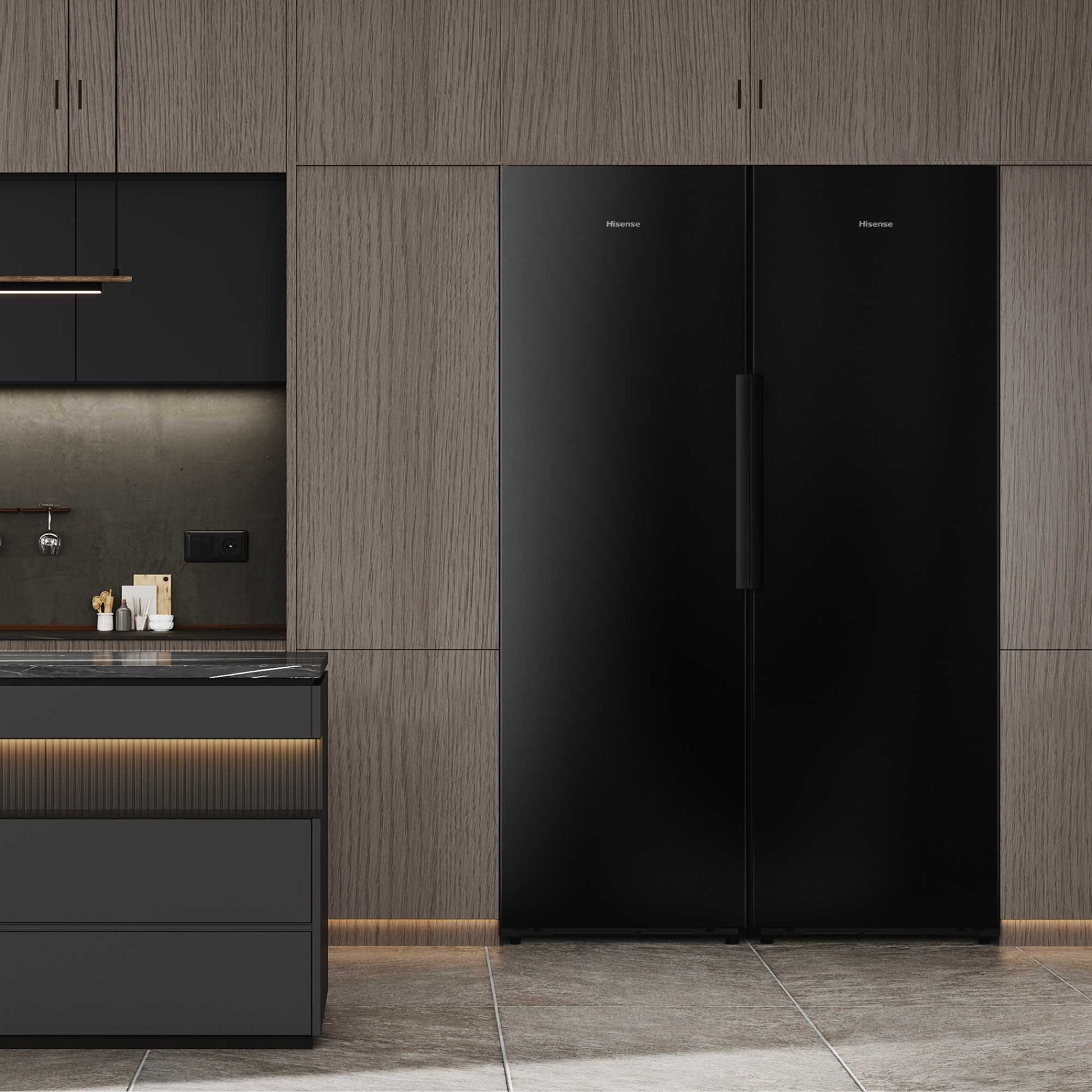 Hisense Hi5 Tall Larder Fridge Auto Defrost- Black Glass - RL5K370GSFC