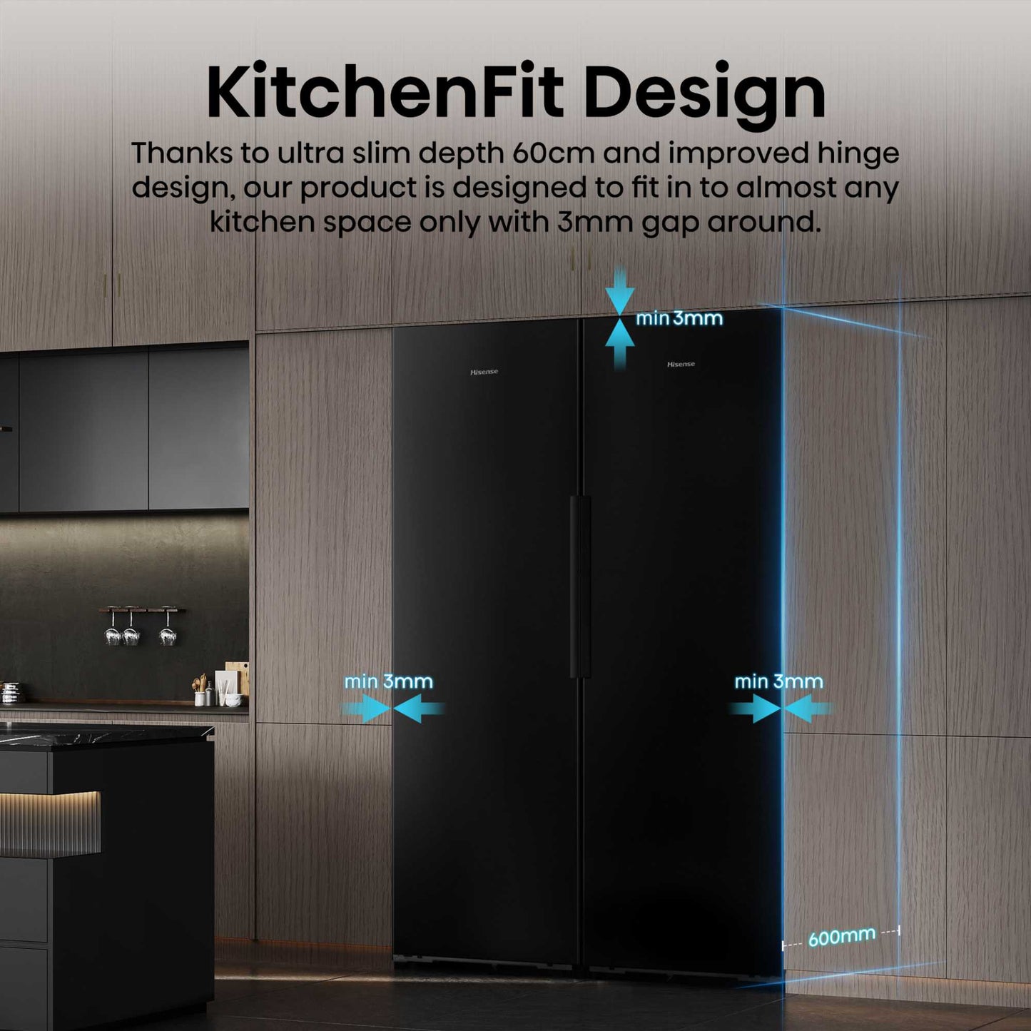 Hisense Hi5 Tall Larder Fridge Auto Defrost- Black Glass - RL5K370GSFC