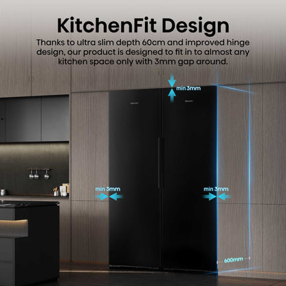 Hisense Hi5 Tall Larder Fridge Auto Defrost- Black Glass - RL5K370GSFC