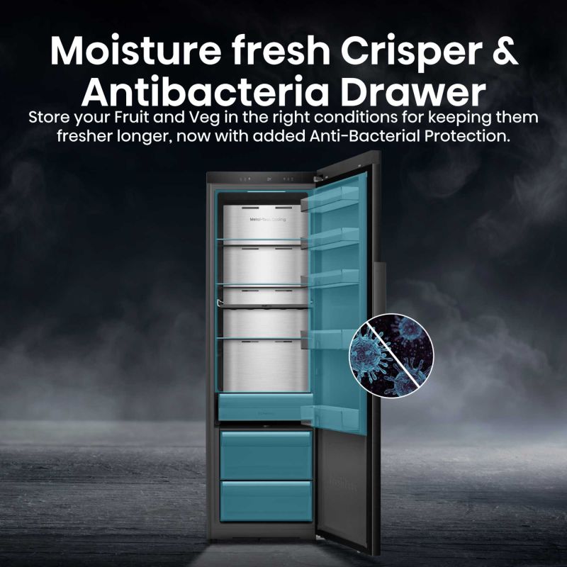 Hisense Hi5 Tall Larder Fridge Auto Defrost- Black Glass - RL5K370GSFC