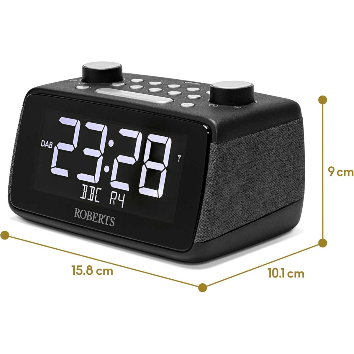 Roberts Ortus 4 FM/DAB/DAB+ Digital Clock Radio with Bluetooth - Black