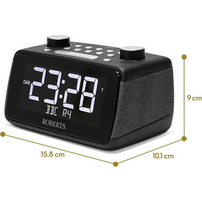 Roberts Ortus 4 FM/DAB/DAB+ Digital Clock Radio with Bluetooth - Black