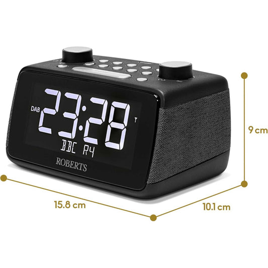 Roberts Ortus 4 FM/DAB/DAB+ Digital Clock Radio with Bluetooth - Black
