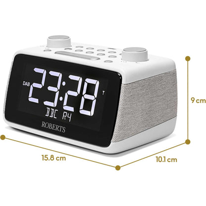 Roberts Ortus 4 FM/DAB/DAB+ Digital Clock Radio with Bluetooth - White