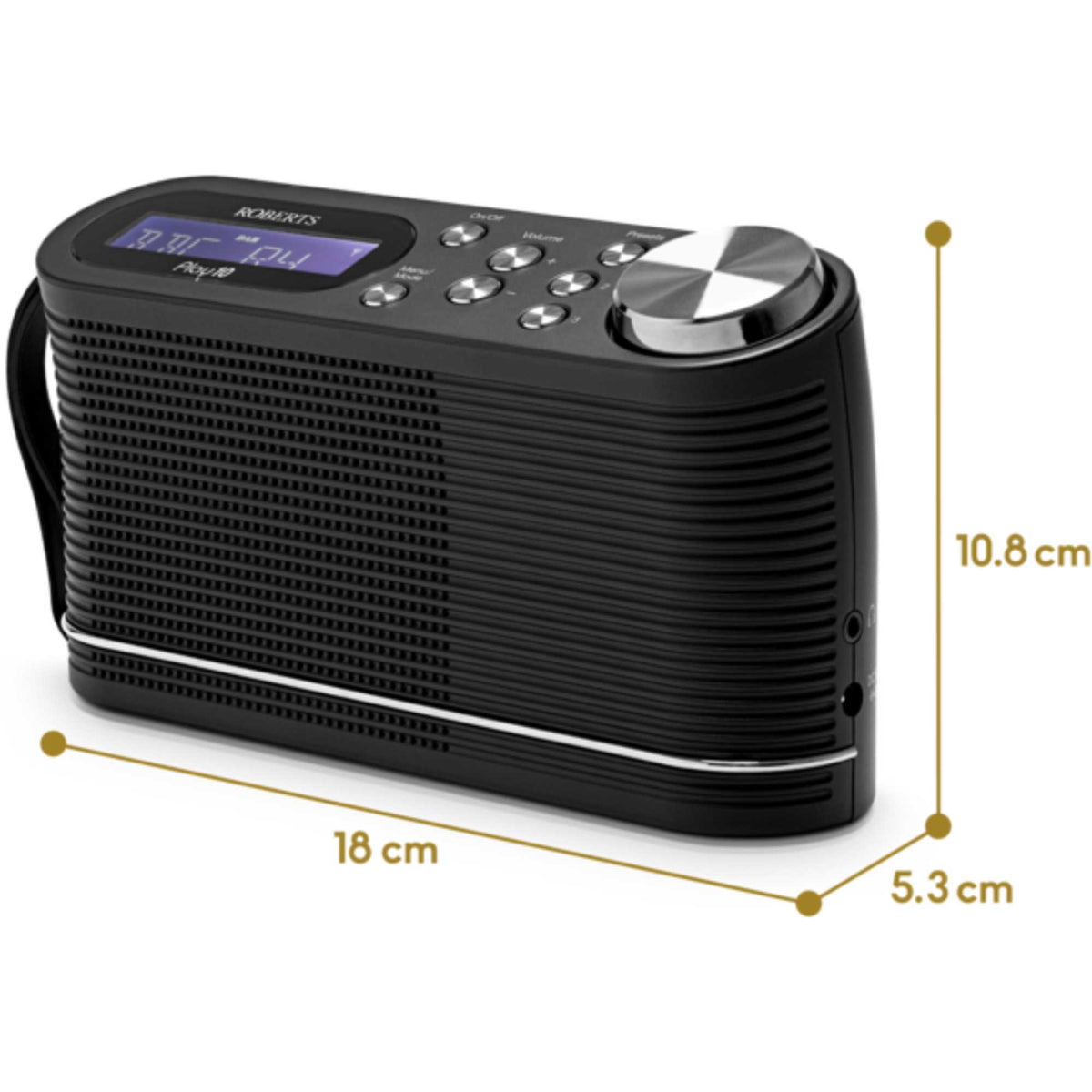 Roberts PLAY10B DAB/DAB+/FM RDS Digital Portable Radio - Black