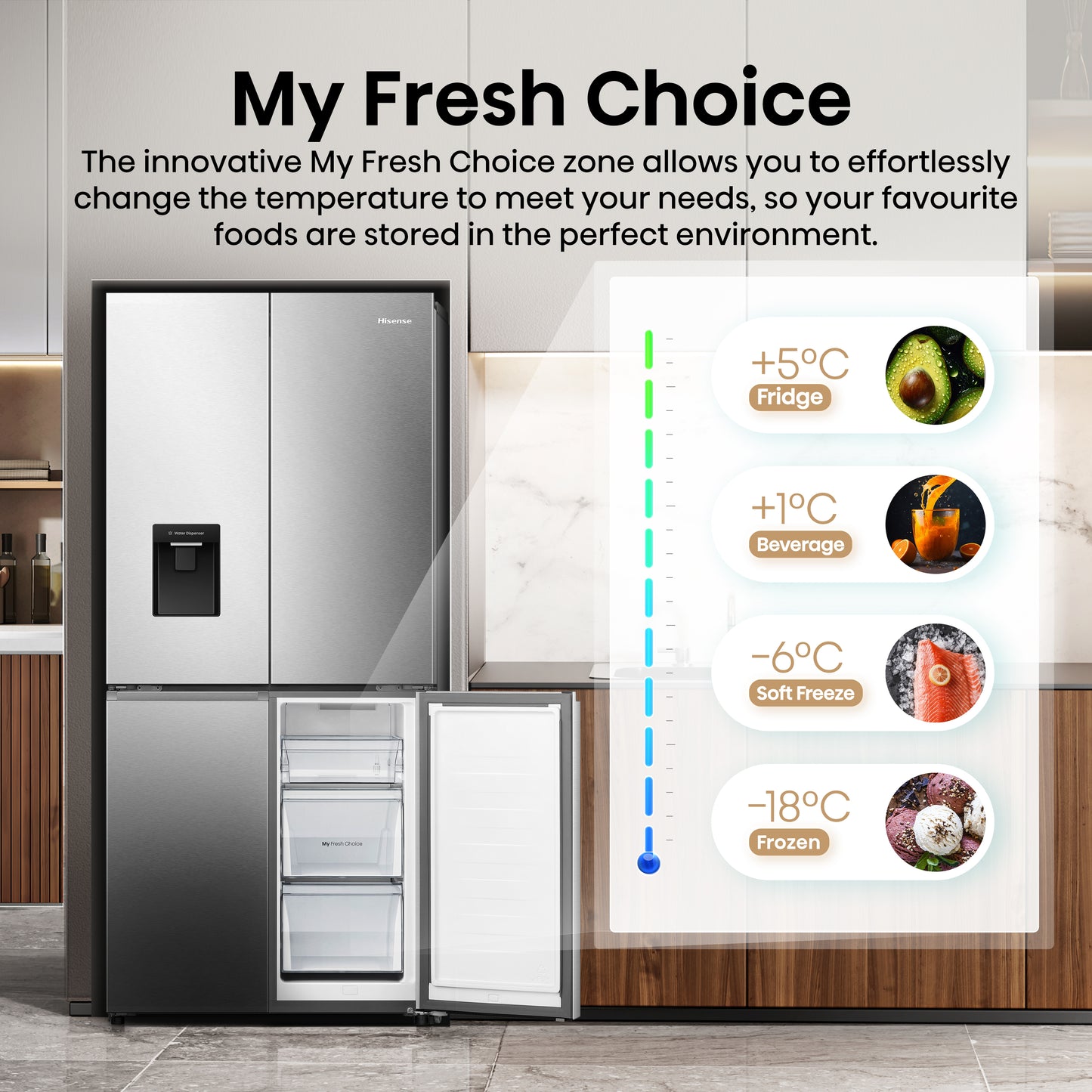 Hisense American Style Fridge Freezer 60/40 Total No Frost - Inox - RQ5P470SMIE