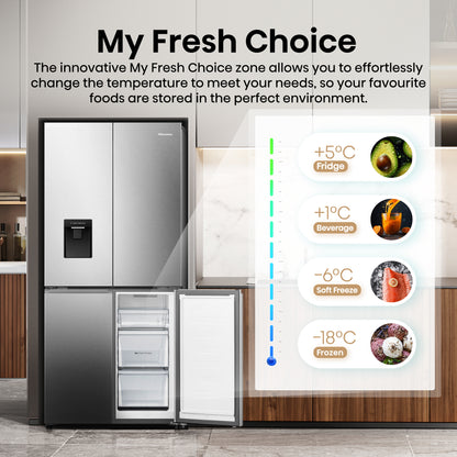 Hisense American Style Fridge Freezer 60/40 Total No Frost - Inox - RQ5P470SMIE