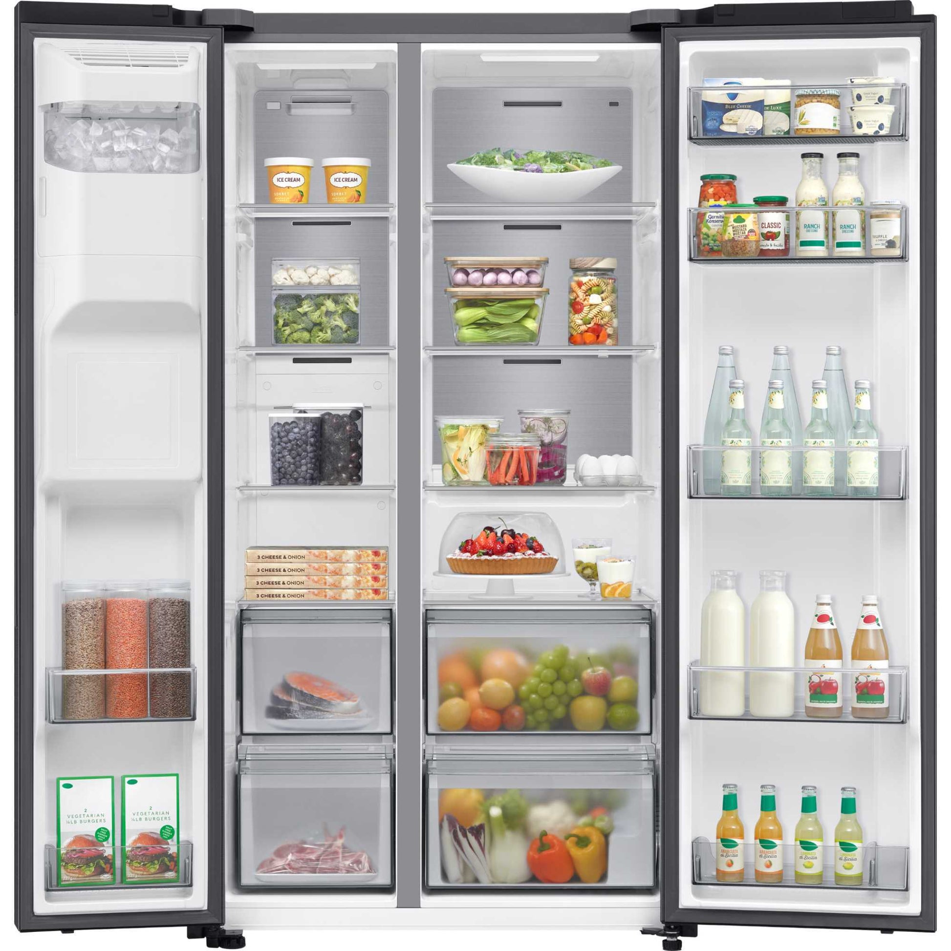 Samsung Bespoke Series 6 American Style Fridge Freezer 50/50 No Frost - Black Doi - RS70F64KEFEU
