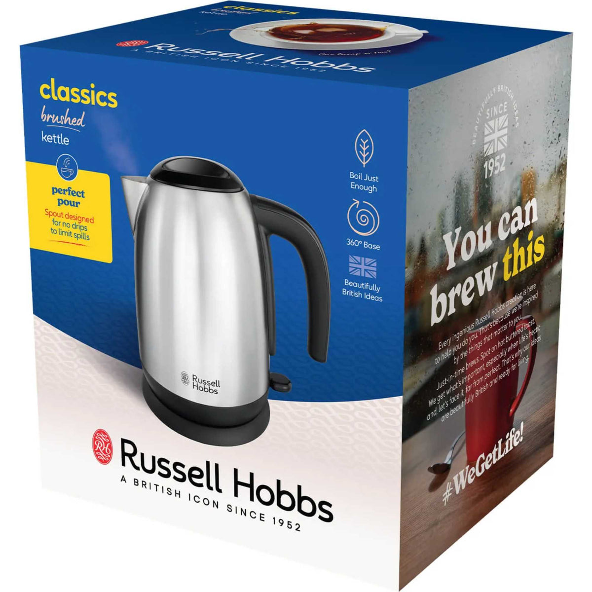 Russell Hobbs 23910 1.7l 3kW Cordless Classics Kettle - Brushed Stainless Steel