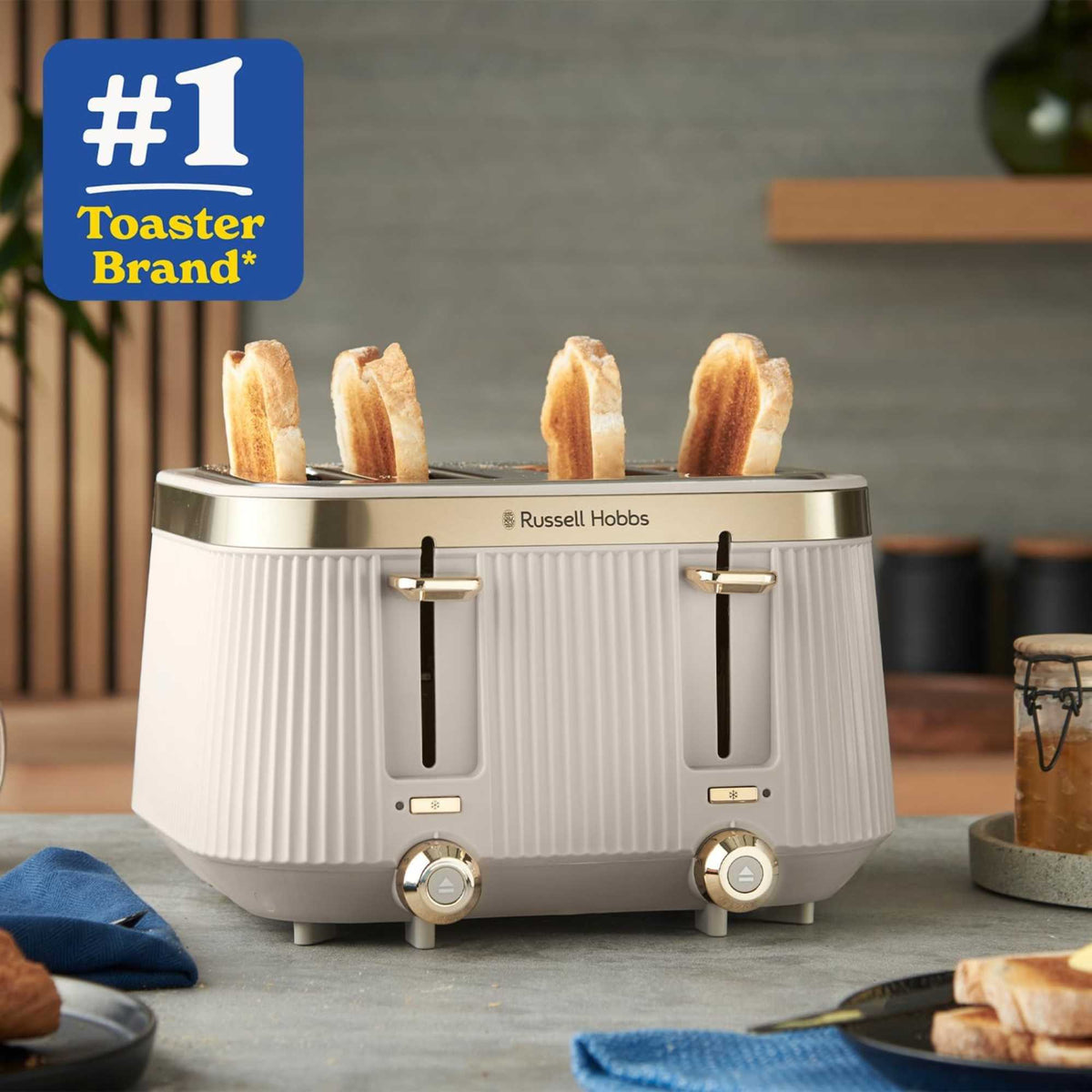 Russell Hobbs 26771 Bronte 4 Slice Toaster - Stone