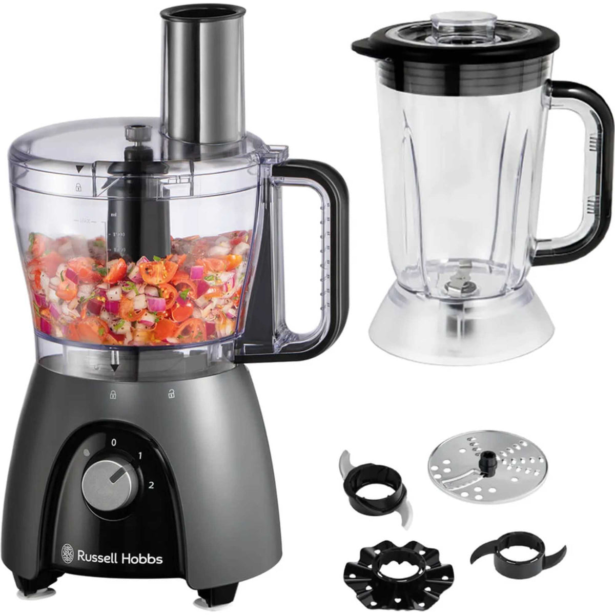 Russell Hobbs 27111 Desire Matte Charcoal Food Processor - Charcoal