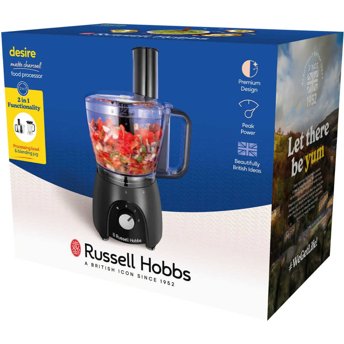 Russell Hobbs 27111 Desire Matte Charcoal Food Processor - Charcoal