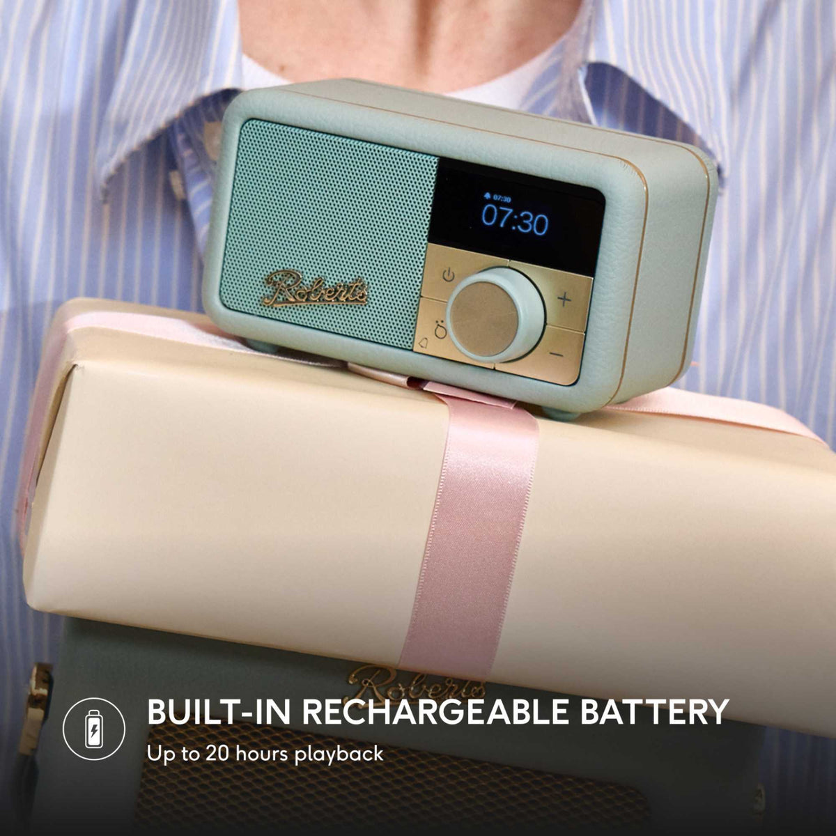Roberts Revival Petite 2 DAB/DAB+/FM Bluetooth Portable Radio - Duck Egg