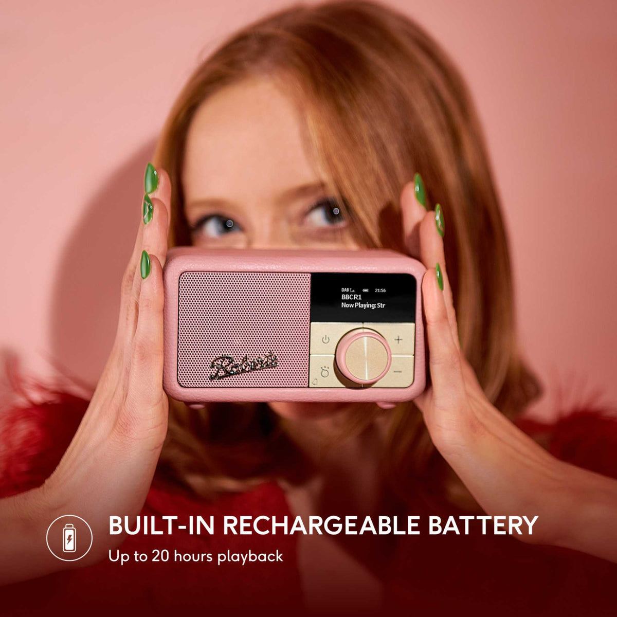 Roberts Revival Petite 2 DAB/DAB+/FM Bluetooth Portable Radio - Dusky Pink