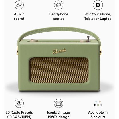 Roberts RD70L 1950s Style Clock Radio - Leaf