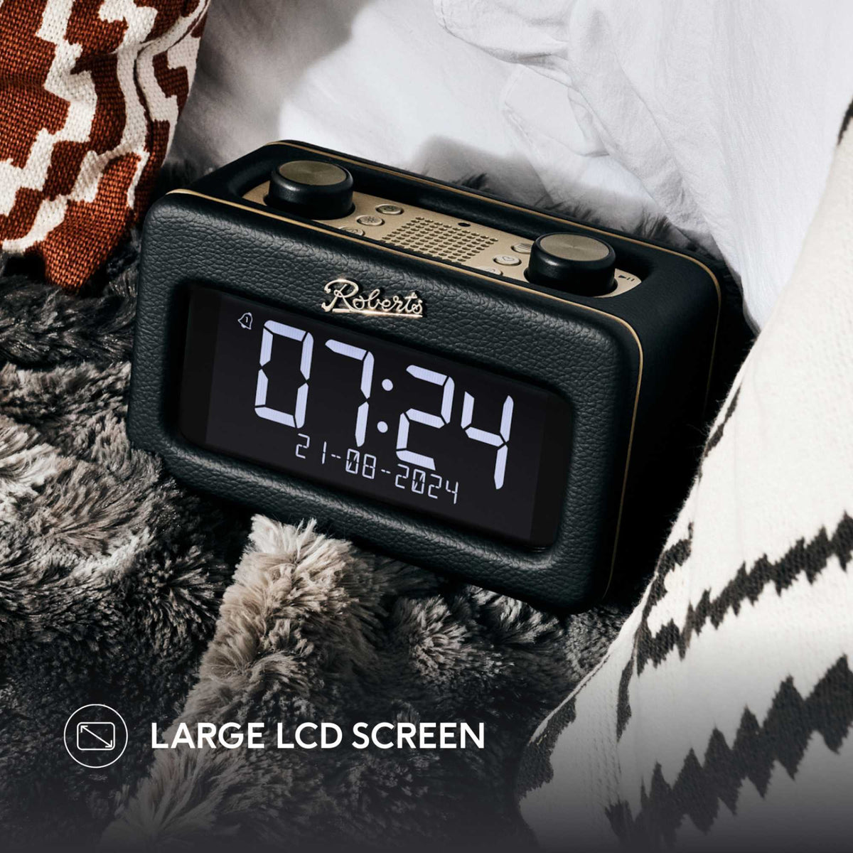 Roberts REV-RESTBK Revival Rest FM/DAB+ Bluetooth Alarm Clock Radio - Black