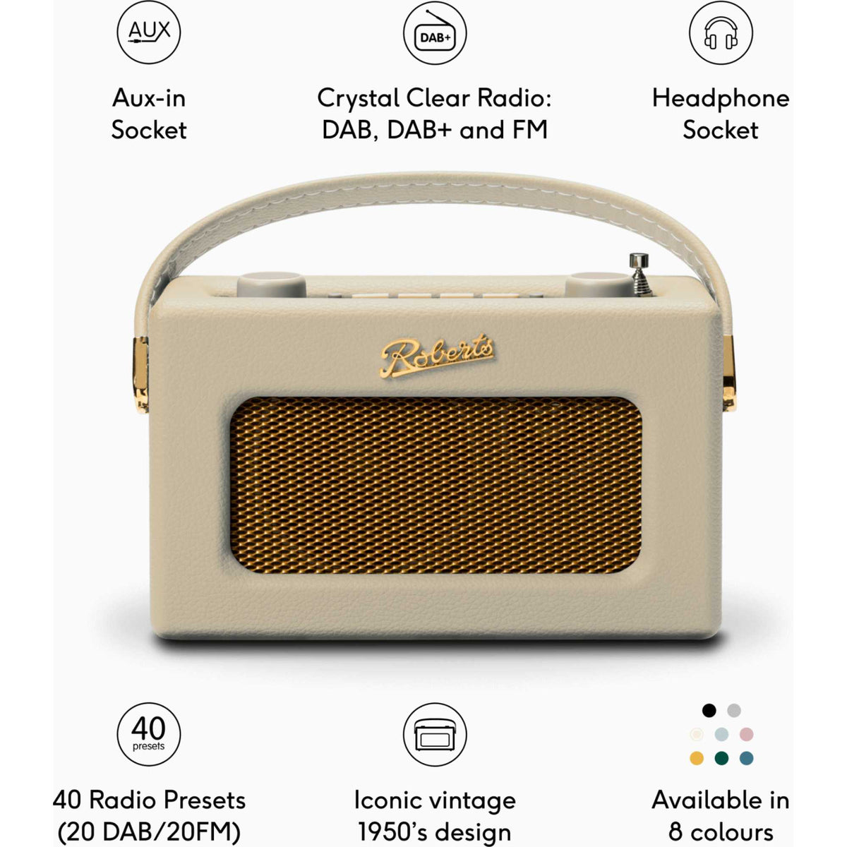 Roberts Revival Uno BT DAB/DAB+/FM Radio - Pastel Cream