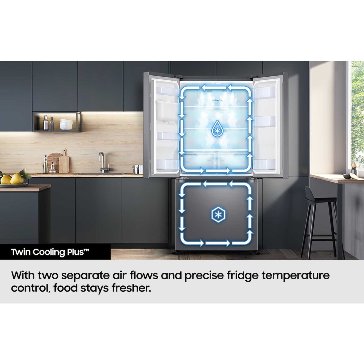 Samsung Bespoke AI Series 8 American Style Fridge Freezer 60/40 No Frost - Black - RF50C532EB1