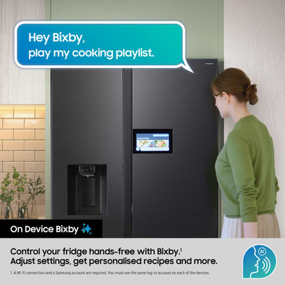 Samsung Family Hub 9" American Style Fridge Freezer 60/40 Total No Frost - Black - RS90F64EEFEU