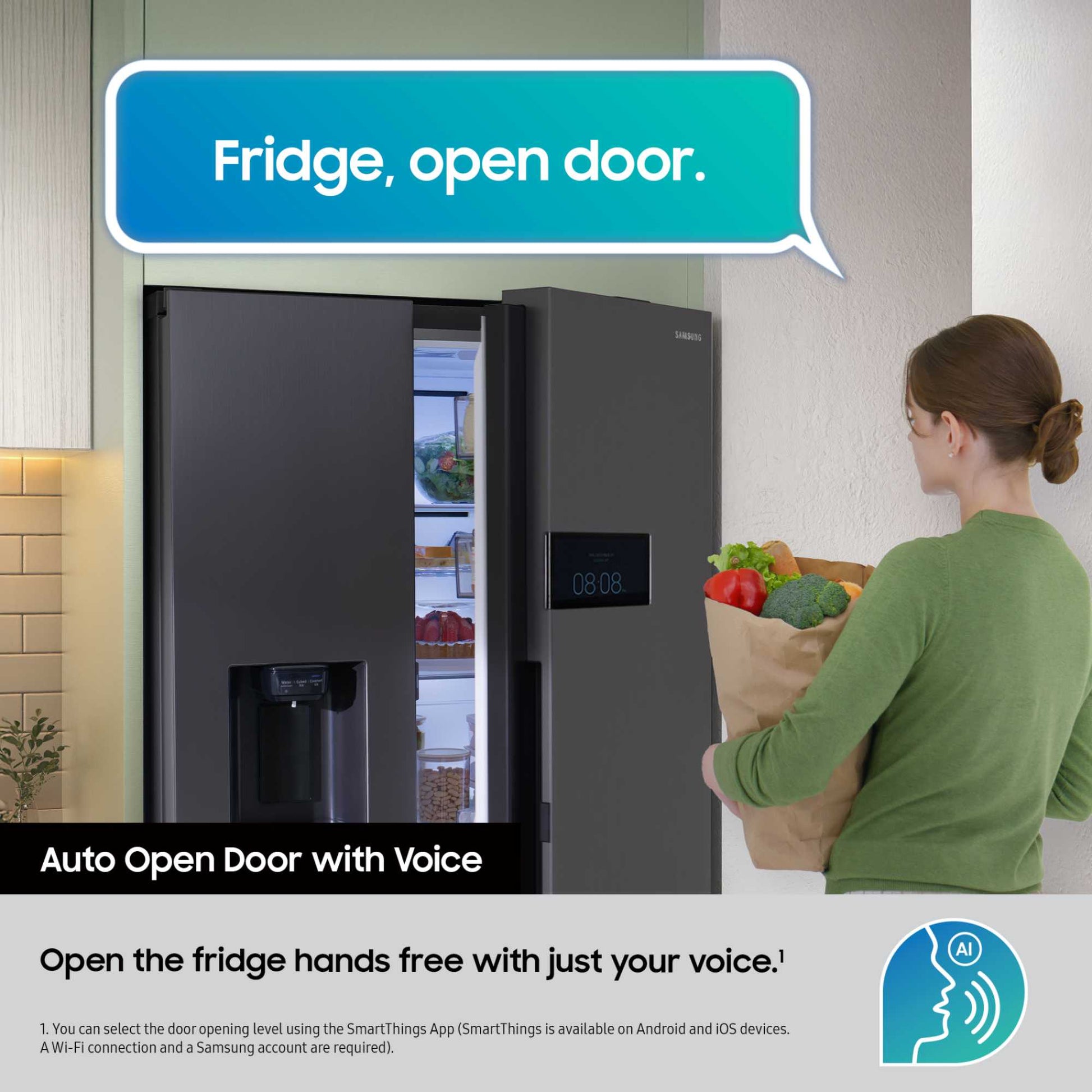 Samsung Family Hub 9" American Style Fridge Freezer 60/40 Total No Frost - Black - RS90F64EEFEU
