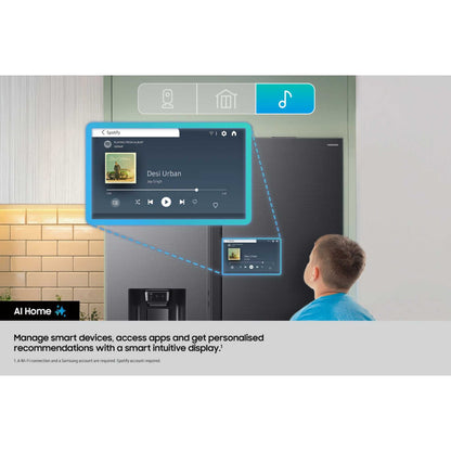 Samsung Family Hub 9" American Style Fridge Freezer 60/40 Total No Frost - Silver - RS90F64EETEU