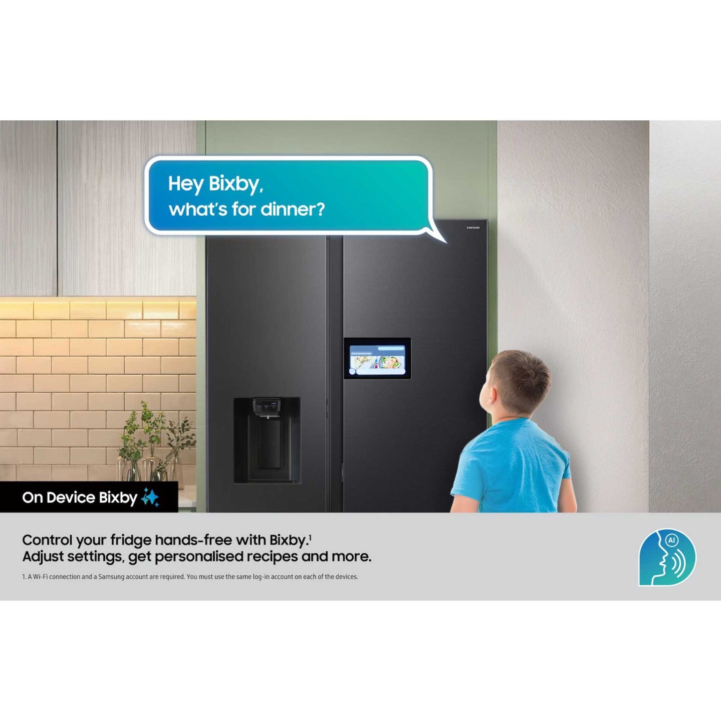 Samsung Family Hub 9" American Style Fridge Freezer 60/40 Total No Frost - Silver - RS90F64EETEU