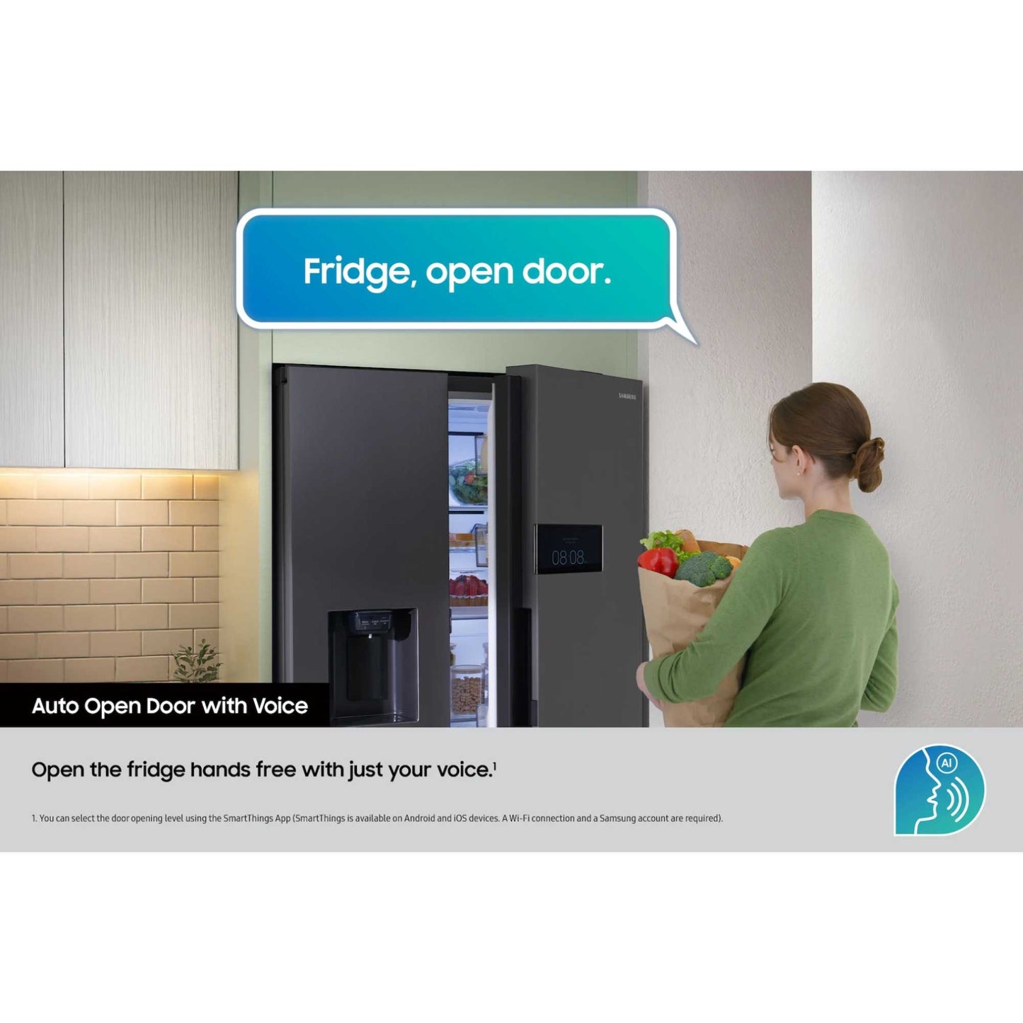 Samsung Family Hub 9" American Style Fridge Freezer 60/40 Total No Frost - Silver - RS90F64EETEU