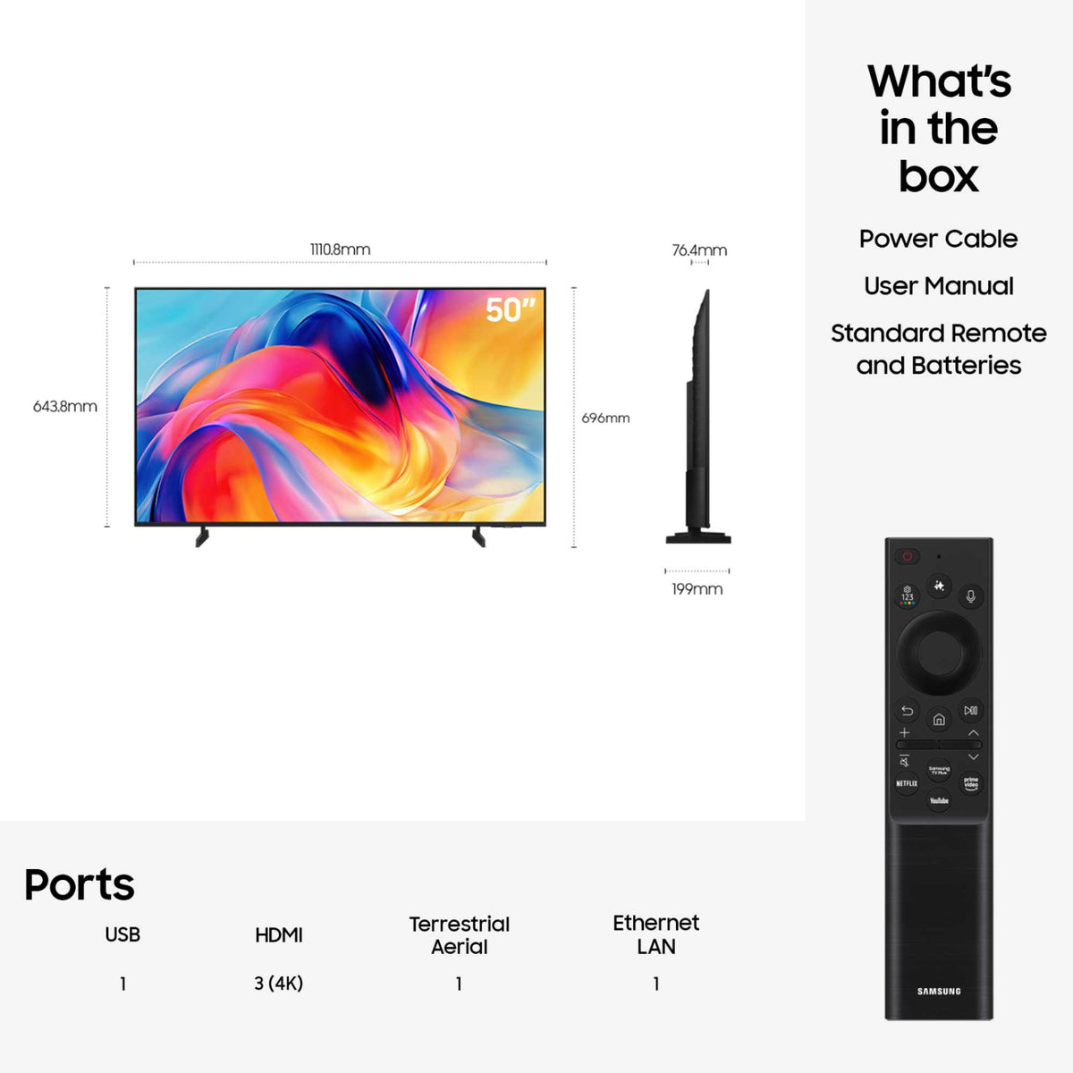 Samsung M70H 50" 4K Ultra HD Mini LED HDR Vision AI Smart TV - UE50M70H