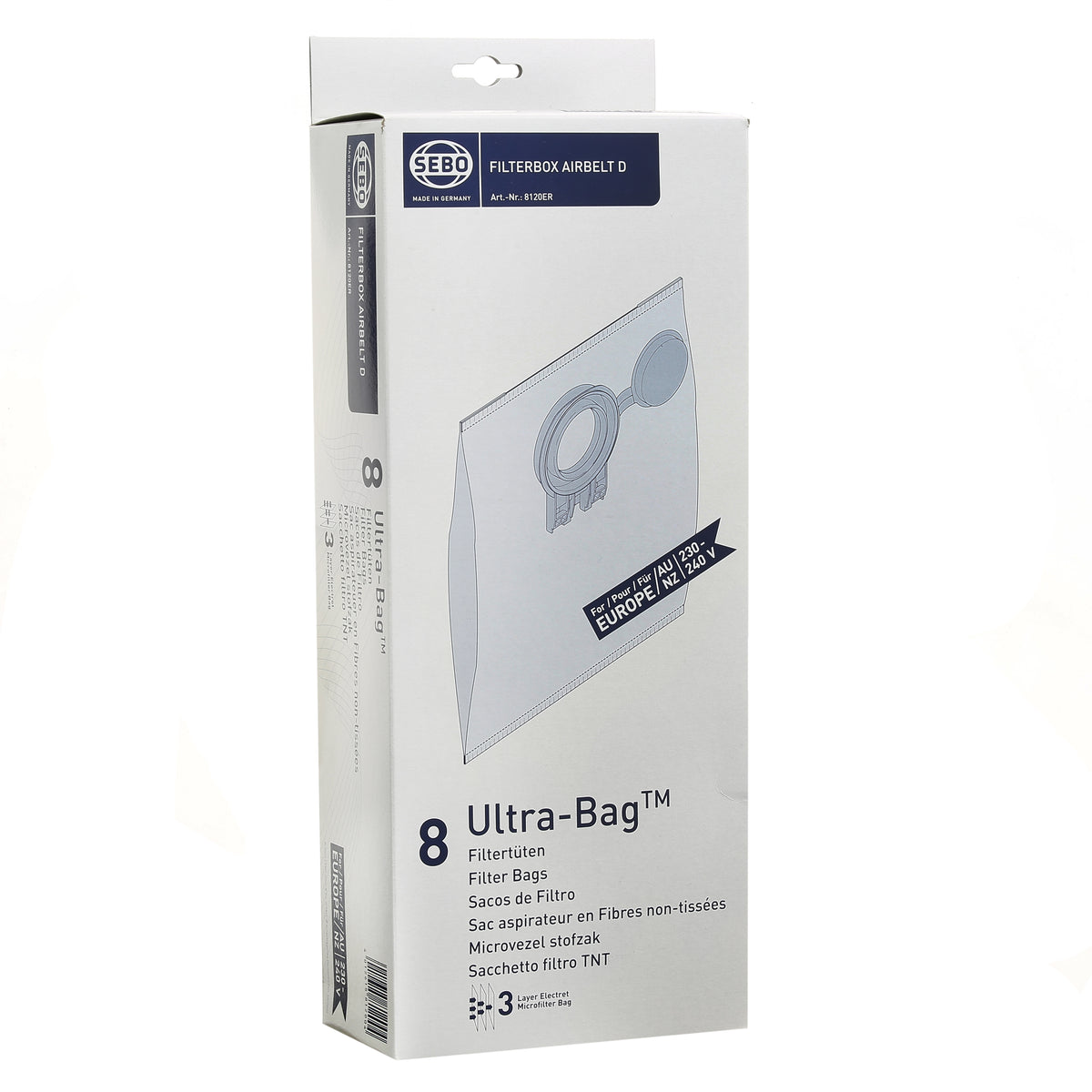 Sebo D & Airbelt Vacuum Cleaner Bag - D Series (Pack of 8)
