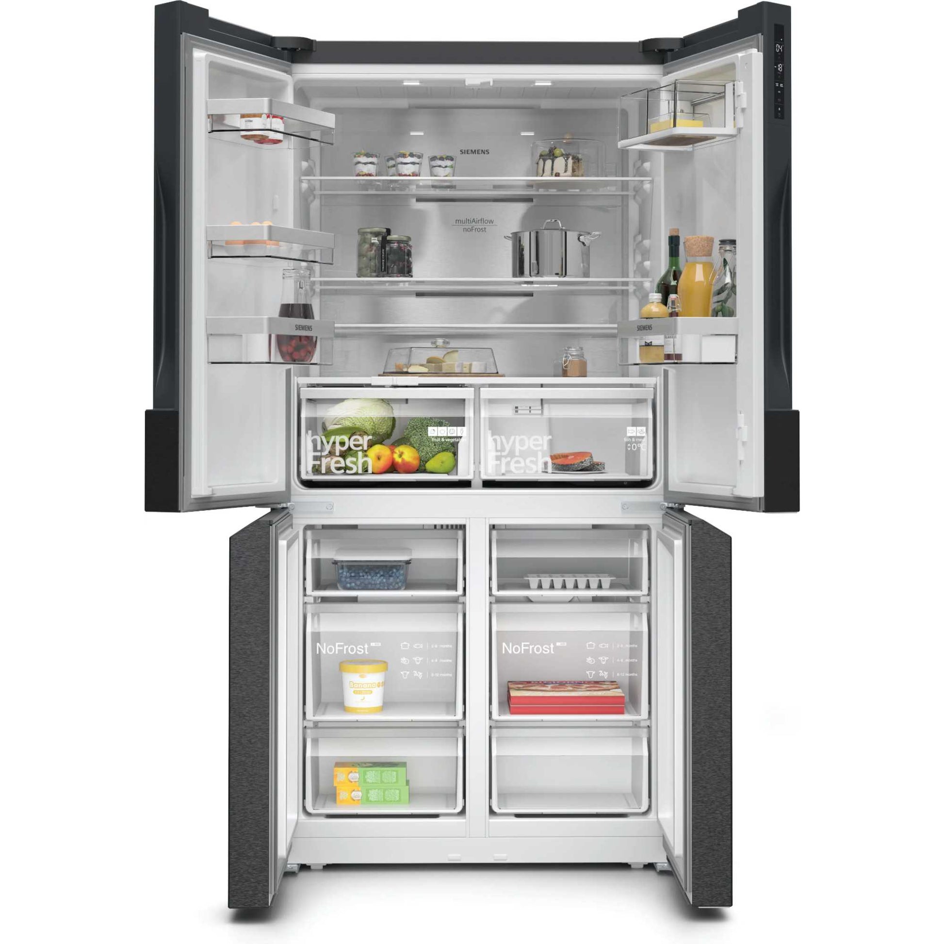 Siemens iQ300 American Style Fridge Freezer 70/30 Total noFrost - Black - KF96NAXEAG