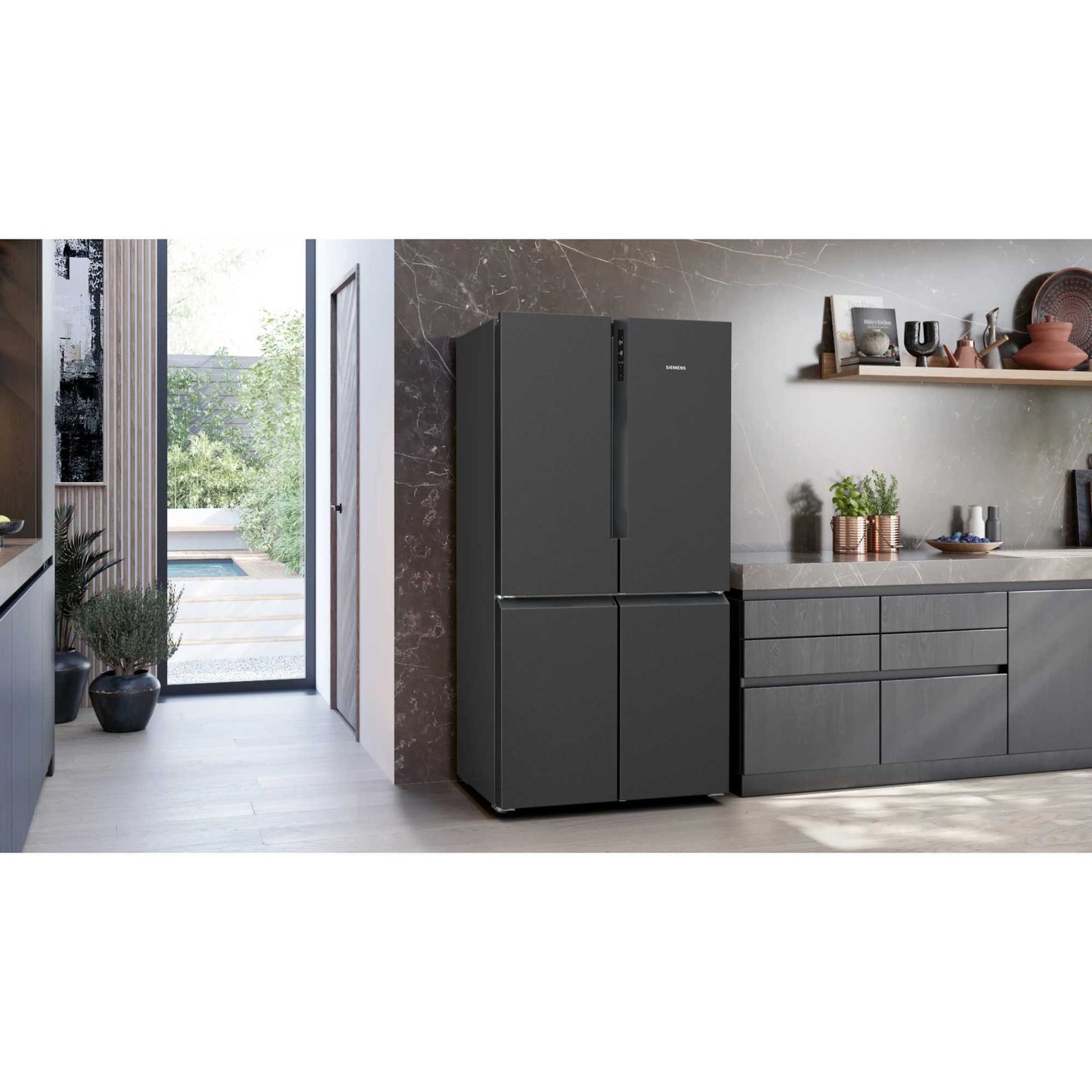 Siemens iQ300 American Style Fridge Freezer 70/30 Total noFrost - Black - KF96NAXEAG