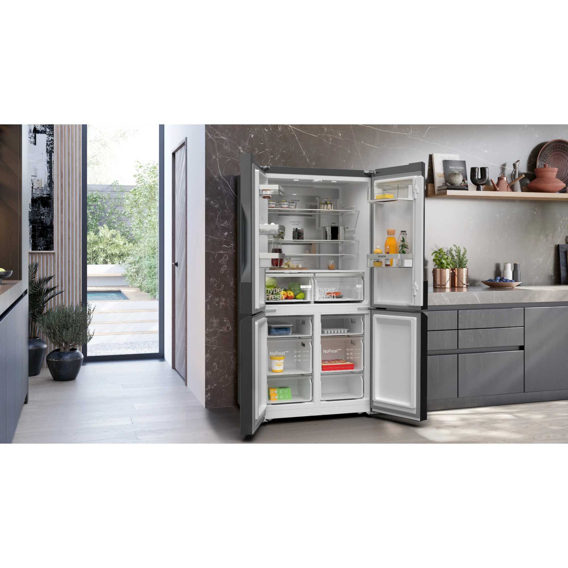 Siemens iQ300 American Style Fridge Freezer 70/30 Total noFrost - Black - KF96NAXEAG