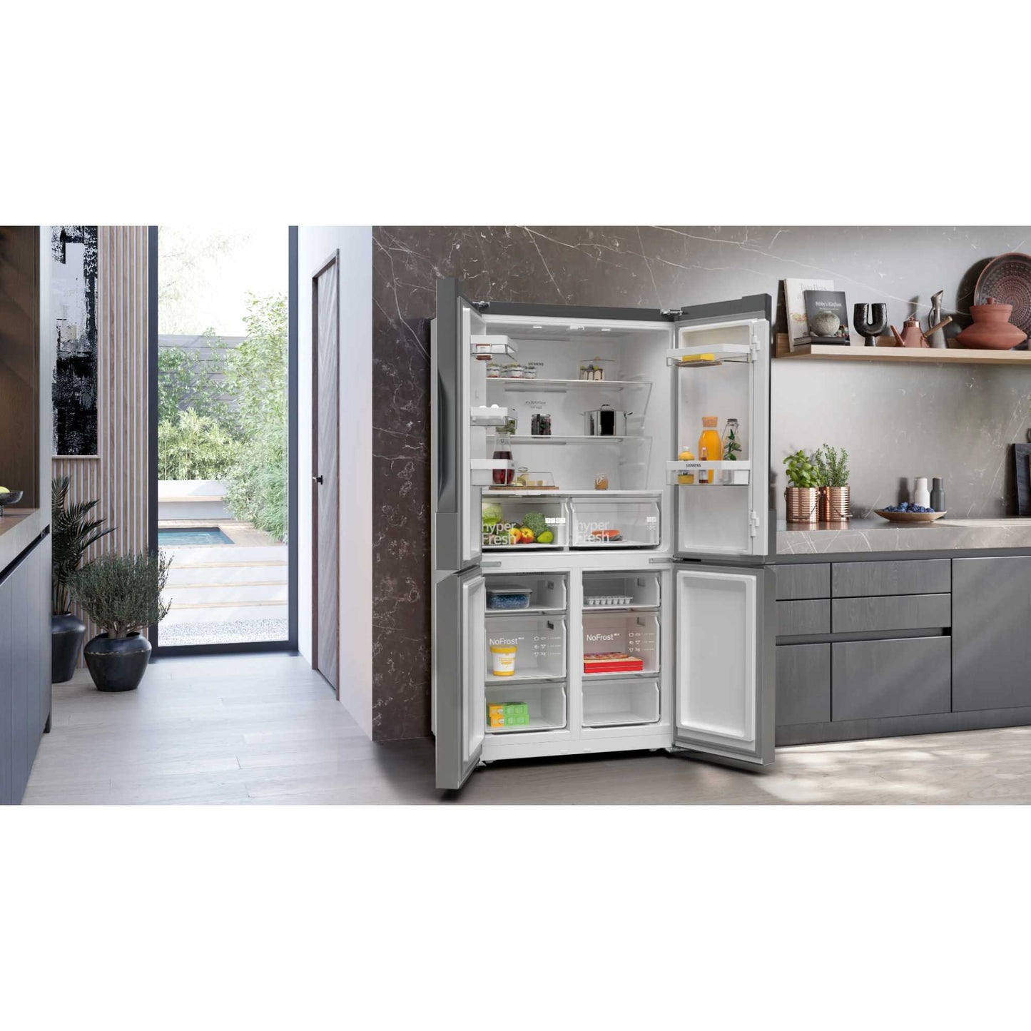 Siemens iQ300 American Style Fridge Freezer 50/50 Total noFrost - Stainless Steel - KF96NVPEAG