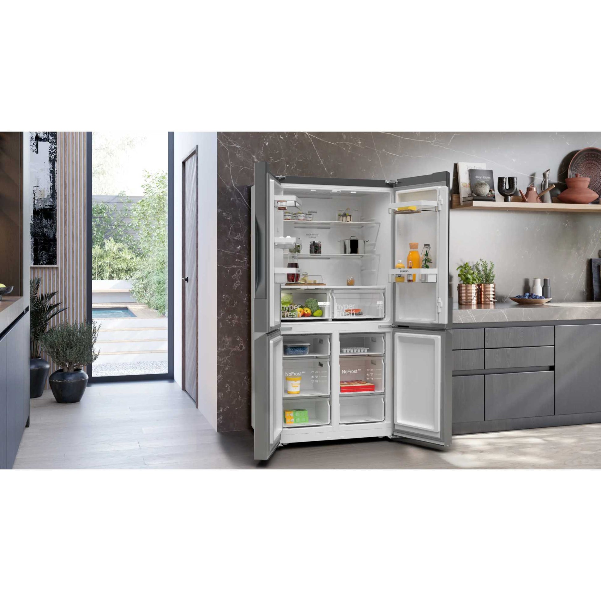 Siemens iQ300 American Style Fridge Freezer 50/50 Total noFrost - Stainless Steel - KF96NVPEAG