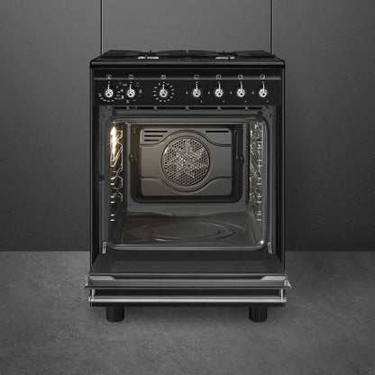 Smeg Concert Classic 60cm Dual Fuel Single Oven Cooker - CX61GMBL