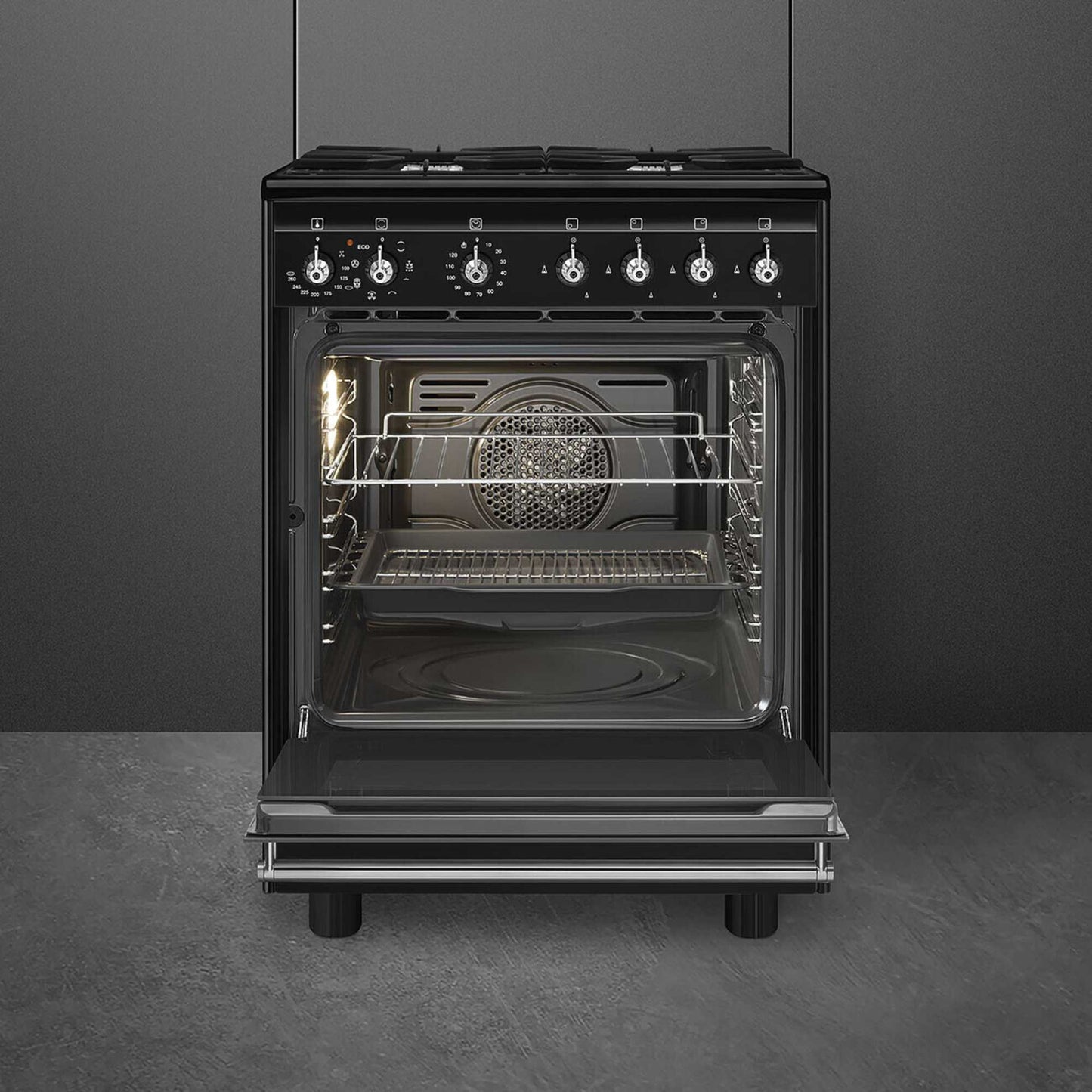 Smeg Concert Classic 60cm Dual Fuel Single Oven Cooker - CX61GMBL