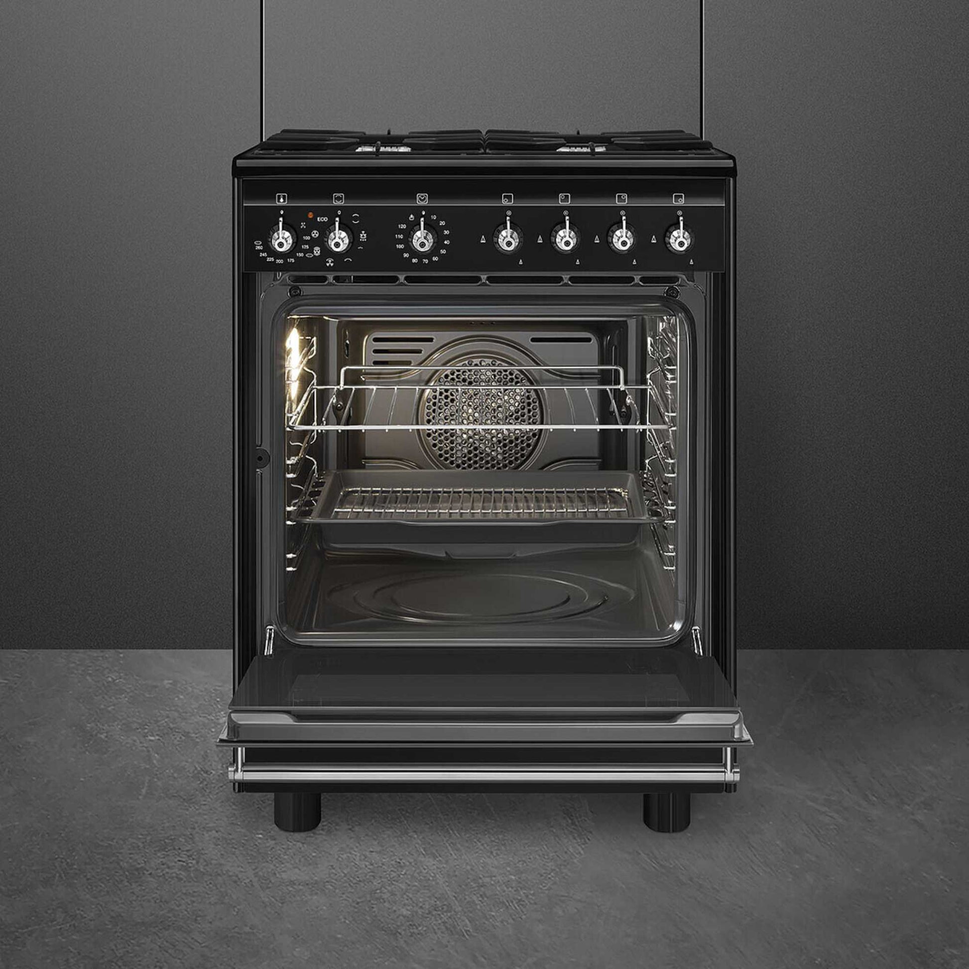 Smeg Concert Classic 60cm Dual Fuel Single Oven Cooker - CX61GMBL