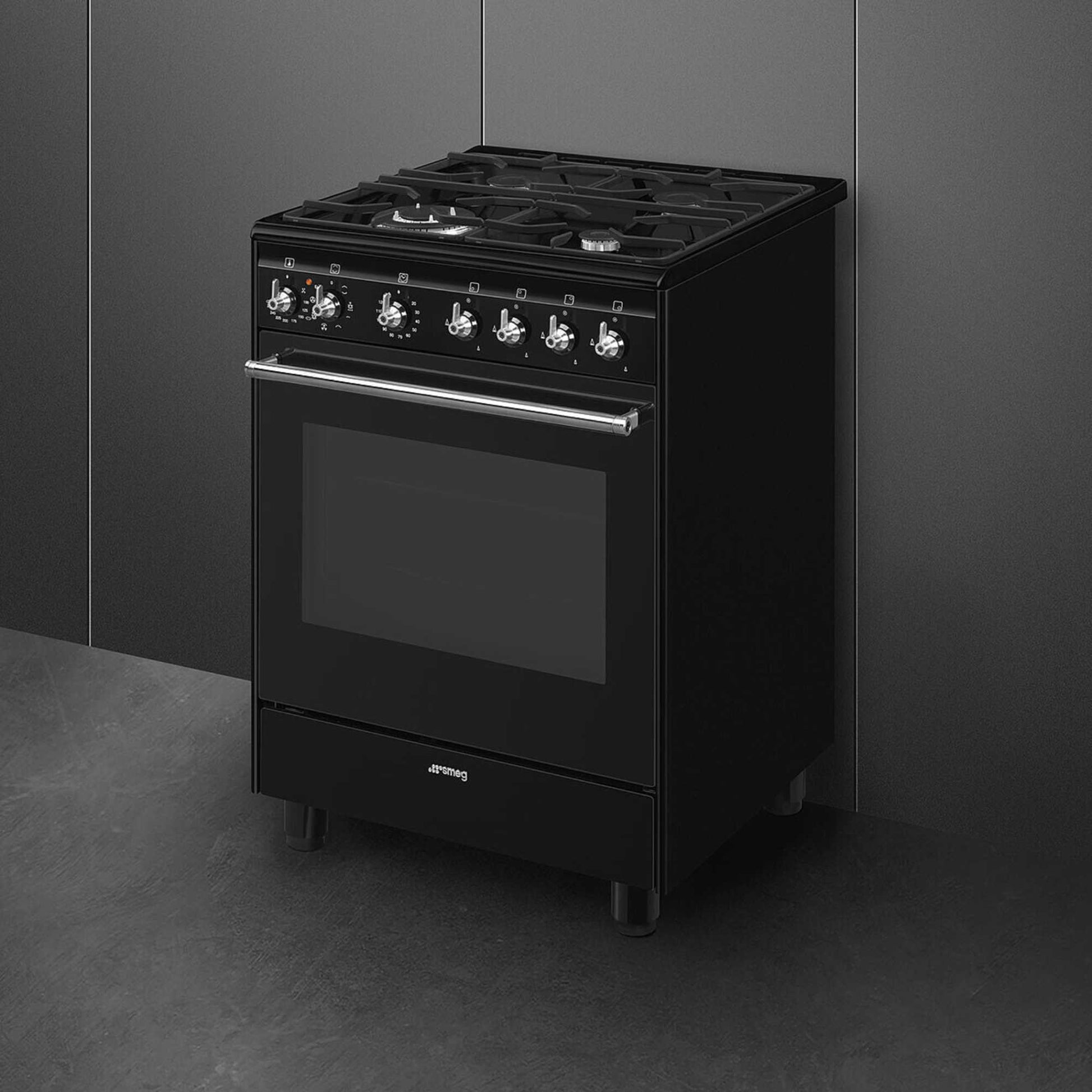 Smeg Concert Classic 60cm Dual Fuel Single Oven Cooker - CX61GMBL