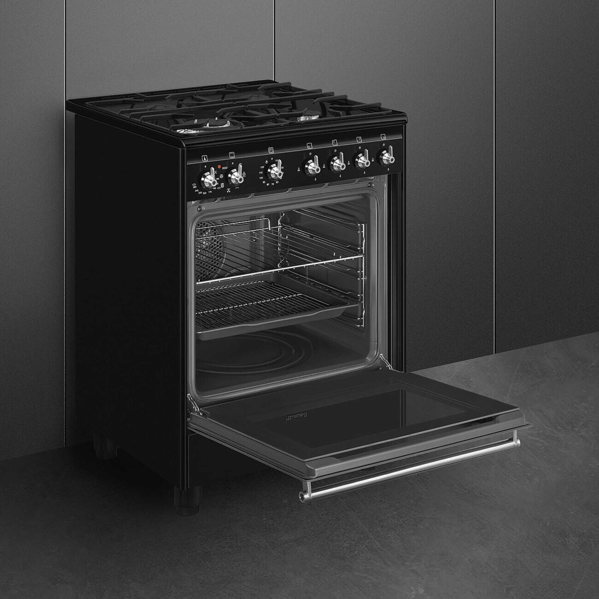 Smeg Concert Classic 60cm Dual Fuel Single Oven Cooker - CX61GMBL