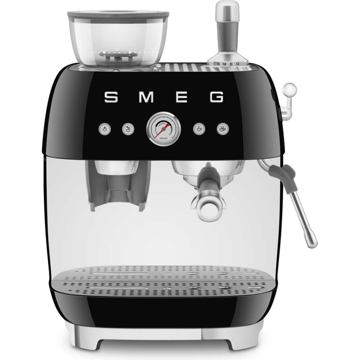 Smeg EGF03BLUK 50's Style Espresso Coffee Machine with Grinder - Black